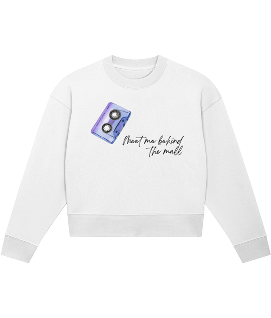 TayTay, Meet Me Behind The Mall Crop-sweatshirt, Dive into Folklore with Taylor's favourite lyric from the song August. Weight:300gsm Material:85% organic ring-spun combed cotton, 15% recycled polyester. Set-in sleeve 1x1 rib at neck collar, sleeve hem an