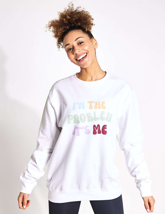 TayTay, I'm The Problem, It's Me Bold Sweatshirt, I'm The Problem, It's Me channel's Anti-Hero from Taylor's Midnights album. This piece isn't just apparel; it's a piece of music history. Models Height: 5'8" Model is wearing: Medium Material:80% ring spun