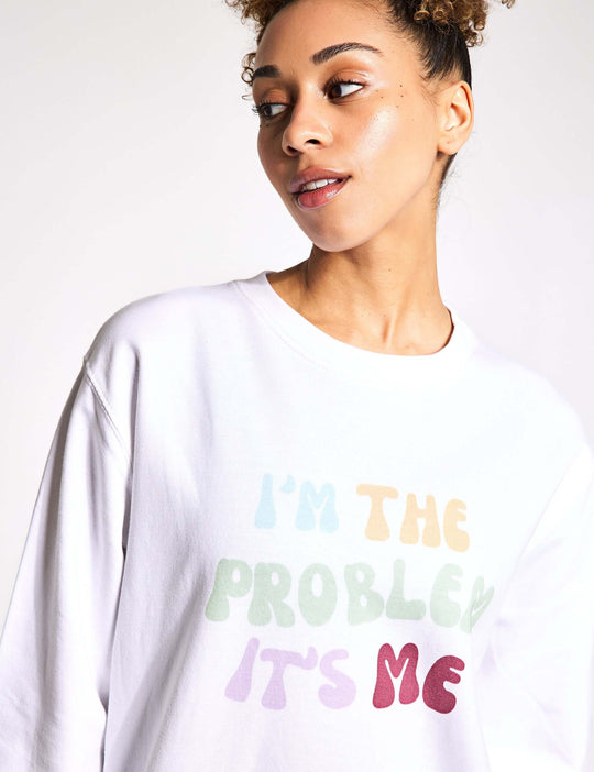 TayTay, I'm The Problem, It's Me Bold Sweatshirt, I'm The Problem, It's Me channel's Anti-Hero from Taylor's Midnights album. This piece isn't just apparel; it's a piece of music history. Models Height: 5'8" Model is wearing: Medium Material:80% ring spun