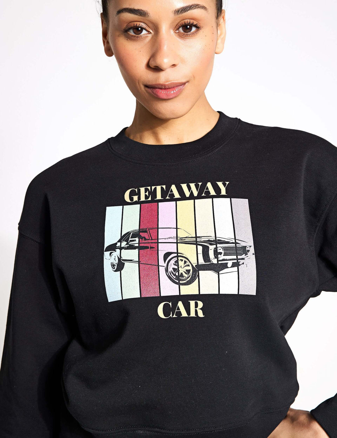 TayTay, Getaway Car Crop-sweatshirt, Channel the unforgettable vibes of Taylor's Reputation with our Getaway Car Crop-sweatshirt, a statement piece for any dedicated fan. Models Height: 5'8" Model is wearing: Small Weight: 300gsm Material: 85% organic rin