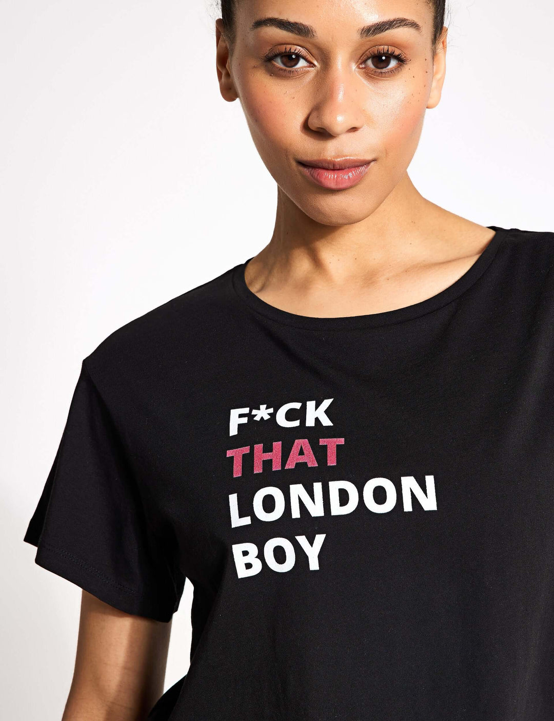 TayTay, F*ck That London Boy Baby Tee, Team Taylor! Models Height: 5'8" Model is wearing: Small Material:100% Cotton* Weight:150gsm Cropped t-shirt. Crew neck and short-sleeved. BSCI certified. SEDEX certified. WRAP certified production. Colour informatio