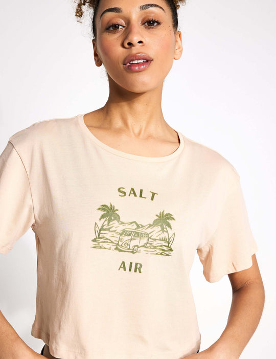 TayTay, Salt Air Campervan Baby Tee, Inspired by the opening line from August on Folklore. Models Height: 5'8" Model is wearing: Small Material:100% Cotton* Weight:150gsm Cropped t-shirt. Crew neck and short-sleeved. BSCI certified. SEDEX certified. WRAP