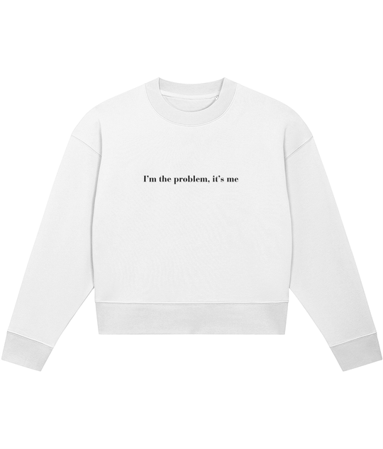 TayTay, I'm The Problem, It's Me Crop-sweatshirt, I'm The Problem, It's Me channel's Anti-Hero from Taylor's Midnights album. This piece isn't just apparel; it's a piece of music history.Weight:300gsm Material:85% organic ring-spun combed cotton, 15% recy