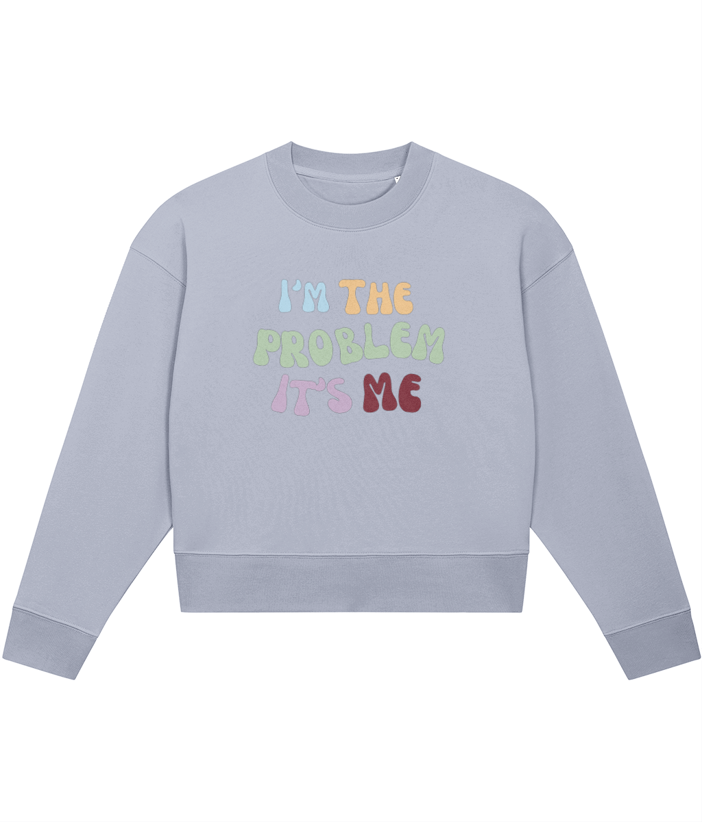 TayTay, I'm The Problem, It's Me Bold Crop-sweatshirt, I'm The Problem, It's Me channel's Anti-Hero from Taylor's Midnights album. This piece isn't just apparel; it's a piece of music history. Weight:300gsm Material:85% organic ring-spun combed cotton, 15