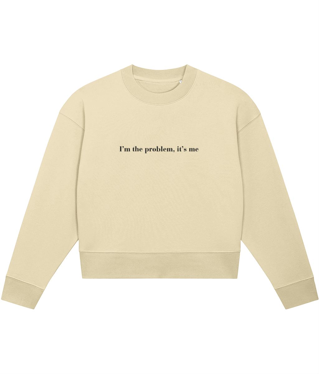 TayTay, I'm The Problem, It's Me Crop-sweatshirt, I'm The Problem, It's Me channel's Anti-Hero from Taylor's Midnights album. This piece isn't just apparel; it's a piece of music history.Weight:300gsm Material:85% organic ring-spun combed cotton, 15% recy