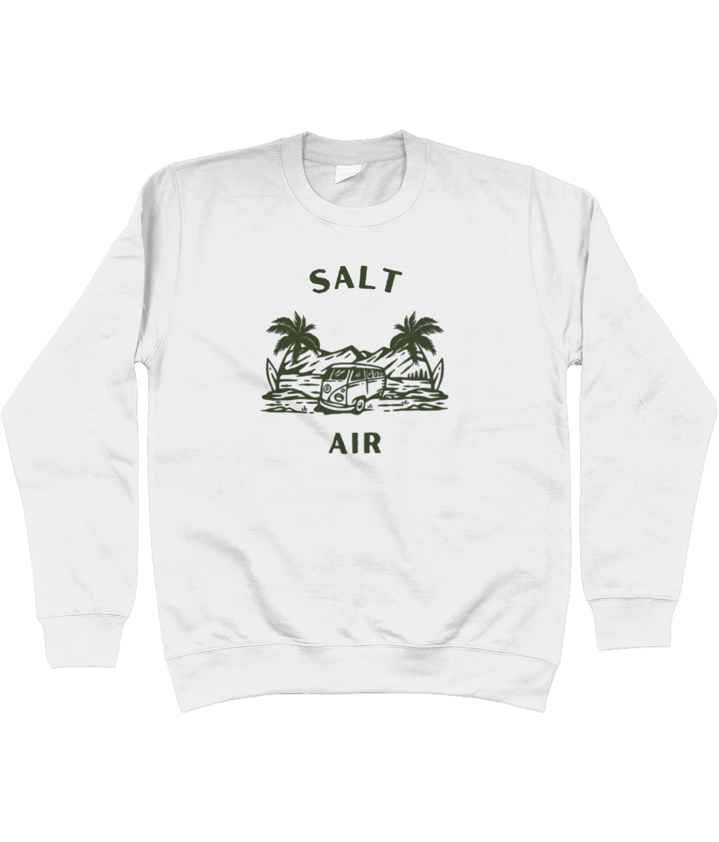 TayTay, Salt Air Sweatshirt, The opening lyric on fan favourite August from Folklore. Salt Air Campervan Sweatshirt Material:80% ringspun cotton/20% polyester. Drop shoulder style. Stylish fit. Soft cotton faced fabric. Taped neck. Ribbed collar, cuffs an