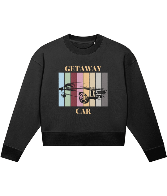 TayTay, Getaway Car Crop-sweatshirt, Channel the unforgettable vibes of Taylor's Reputation with our Getaway Car Crop-sweatshirt, a statement piece for any dedicated fan. Models Height: 5'8" Model is wearing: Small Weight: 300gsm Material: 85% organic rin