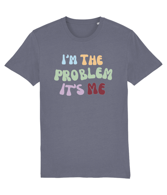 TayTay, Vintage Im The Problem Its Me Bold T-Shirt, Relive the magic of Taylor's Midnights Era with our Vintage Im The Problem Its Me T-Shirt. Material: 100% organic ringspun combed cotton. Single Jersey. Set-in sleeve. 1x1 rib at neck collar. Inside back