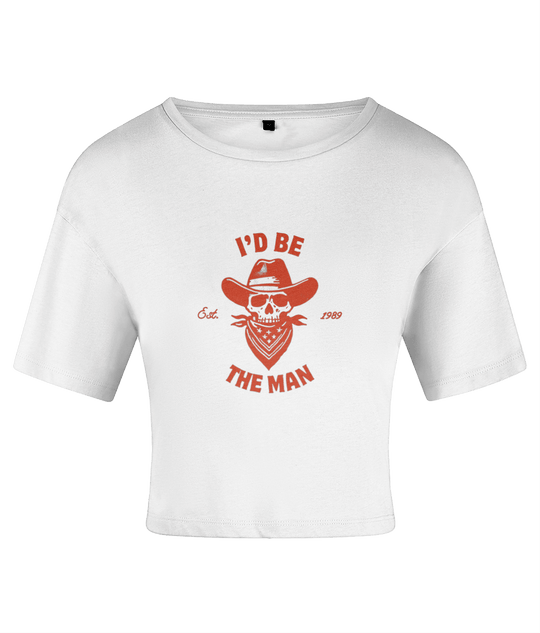 TayTay, I'd Be The Man Skull Baby Tee, Embrace the essence of Taylor's iconic Lover era with our I'd Be The Man Skull Baby Tee. Material:100% Cotton* Weight:150gsm Cropped t-shirt. Crew neck and short-sleeved. BSCI certified. SEDEX certified. WRAP certifi