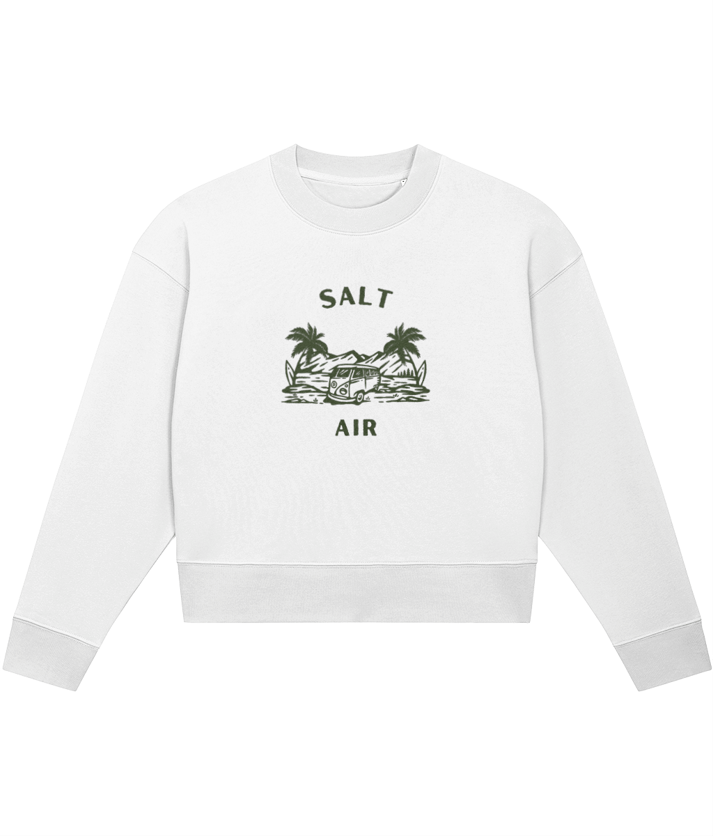 TayTay, Salt Air Crop-sweatshirt, The opening lyric on fan favourite August from Folklore. Salt Air Campervan Crop Sweatshirt Weight:300gsm Material:85% organic ring-spun combed cotton, 15% recycled polyester. Set-in sleeve 1x1 rib at neck collar, sleeve