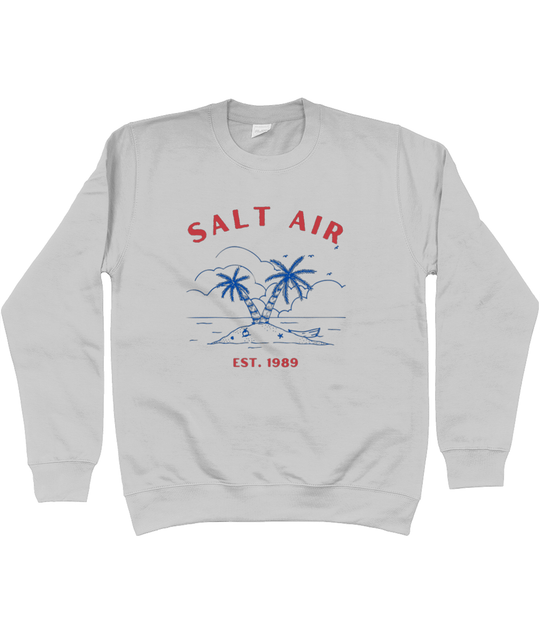 TayTay, Salt Air Palm Sweatshirt, The opening lyric on fan favourite August from Folklore. Salt Air Palm Tree Sweatshirt Material:80% ringspun cotton/20% polyester. Drop shoulder style. Stylish fit. Soft cotton faced fabric. Taped neck. Ribbed collar, cuf