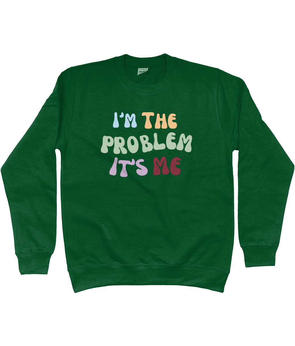 TayTay, I'm The Problem, It's Me Bold Sweatshirt, I'm The Problem, It's Me channel's Anti-Hero from Taylor's Midnights album. This piece isn't just apparel; it's a piece of music history. Models Height: 5'8" Model is wearing: Medium Material:80% ring spun