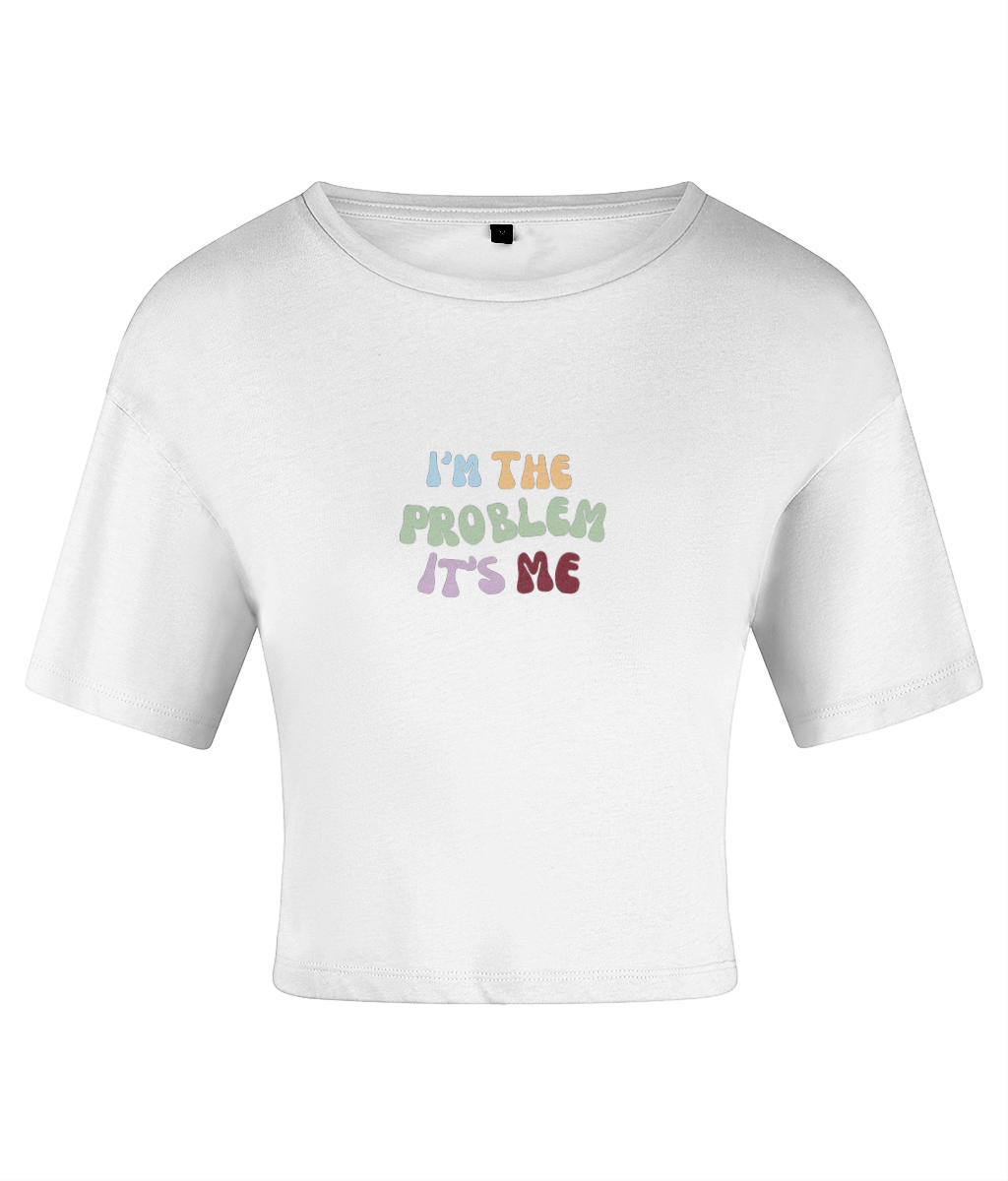 TayTay, I'm The Problem It's Me Bold Baby Tee, Capture the spirit of the unforgettable Midnights era with the I'm The Problem It's Me Baby Tee. Material:100% Cotton* Weight:150gsm Cropped t-shirt. Crew neck and short-sleeved. BSCI certified. SEDEX certifi