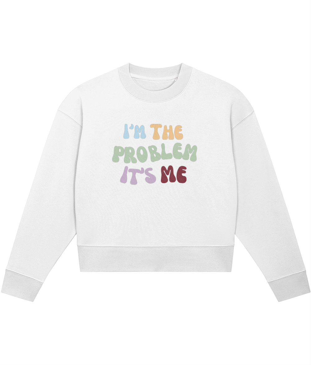 TayTay, I'm The Problem, It's Me Bold Crop-sweatshirt, I'm The Problem, It's Me channel's Anti-Hero from Taylor's Midnights album. This piece isn't just apparel; it's a piece of music history. Weight:300gsm Material:85% organic ring-spun combed cotton, 15